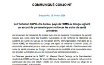 La SNPC et l'OMS signent un accord de partenariat pour renforcer les soins de santé primaires